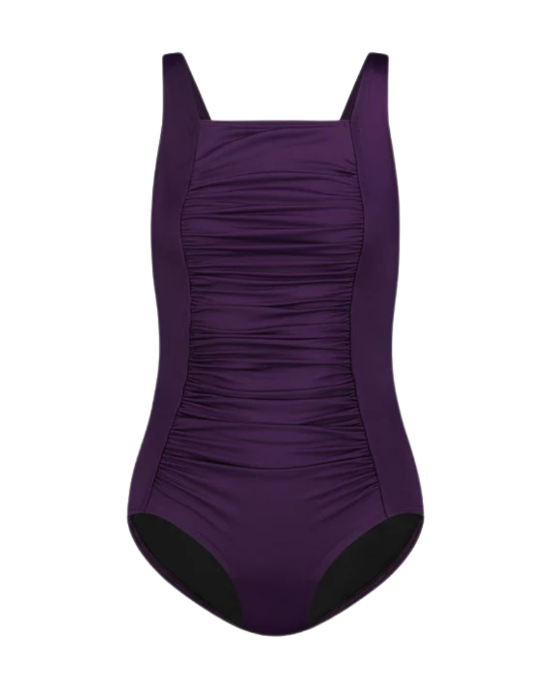 Flamingo 23FLW01-PL Plum Shirred Soft Cups Swimsuit Myselflingerie.com
