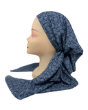Lizi Headwear Denim Stonewash Pre-Tied Bandanna with Velvet Grip