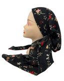 ACFBLBU Black/Red Floral Crimped Pre-Tied Bandanna with Full Grip
