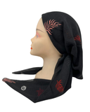 Lizi Headwear ALVBLMU Black/Multicolor Leaves Pre-Tied Bandanna with Full Grip Myselflingerie.com