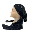 Lizi Headwear AVIBLDE Black/Denim Vines Print Pre-Tied Bandanna with Velvet Grip Myselflingerie.com
