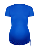 25FLMATTEE Royal Blue Crew Neck Short Sleeve Maternity Rash Guard