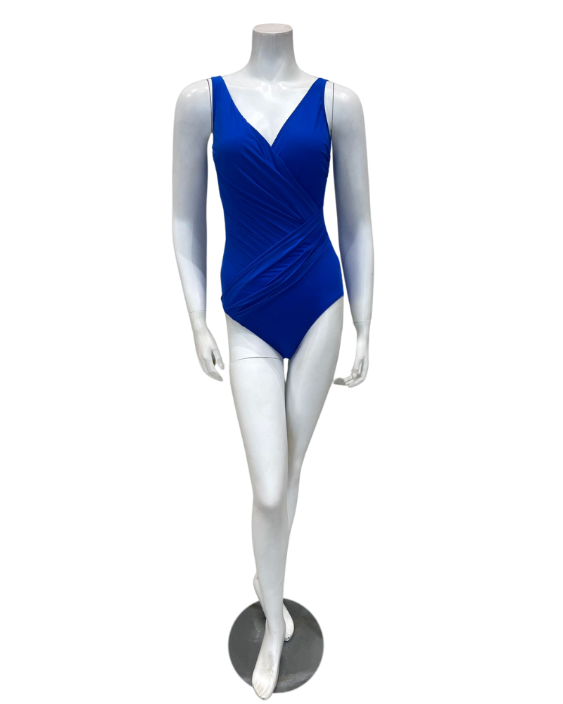 Gottex 25LL178 Royal Blue Lattice Square Neck Swimsuit Myselflingerie.com