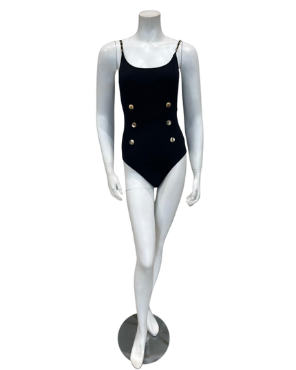 Gottex 25MO134 Black Monte Carlo Button Design Swimsuit Myselflingerie.com