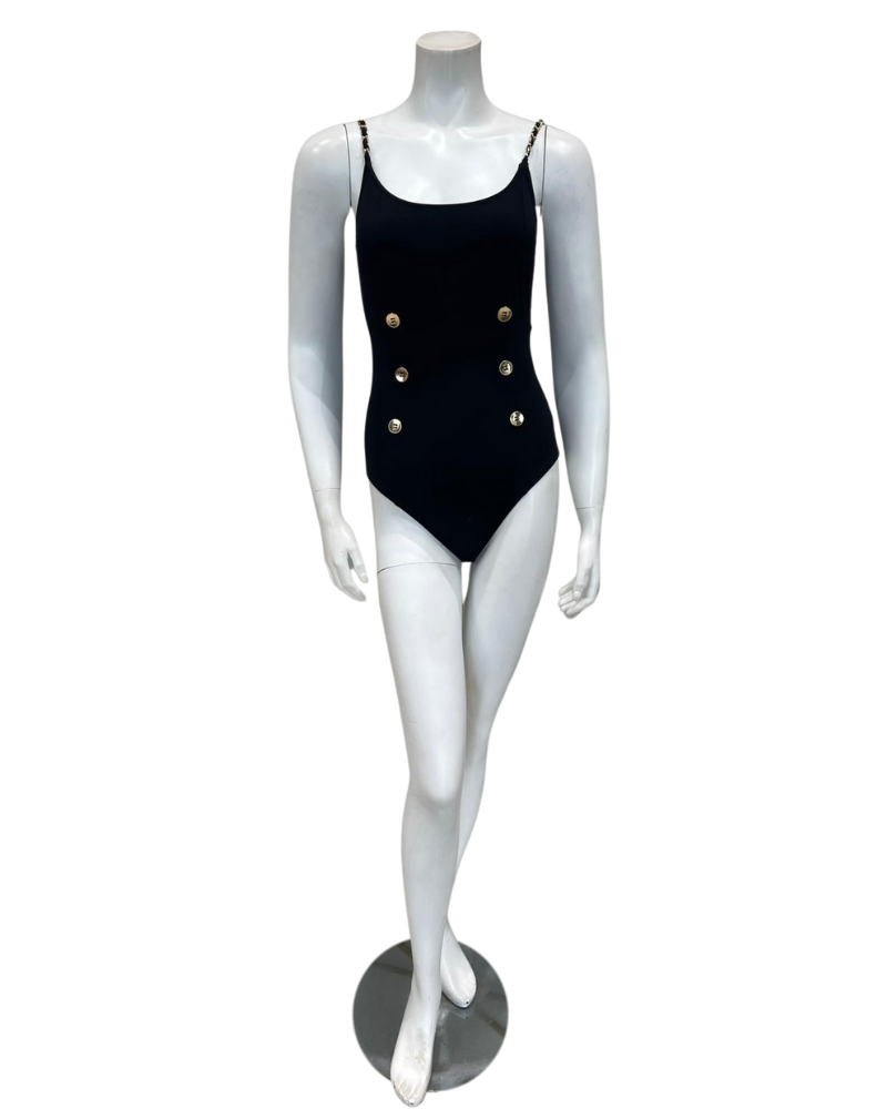 Gottex 25MO134 Black Monte Carlo Button Design Swimsuit Myselflingerie.com
