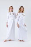 Lunderbeck N5124-25 White Leopard Lace Cotton Coverall Nursing Nightgown Myselflingerie.com