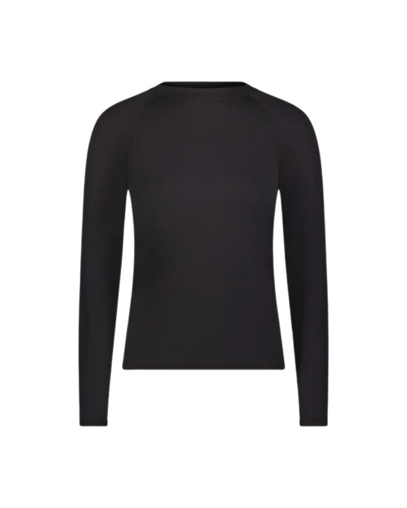 Flamingo 25FL804 Black Mesh Crew Neck Long Sleeve Rash Guard Myselflingerie.com