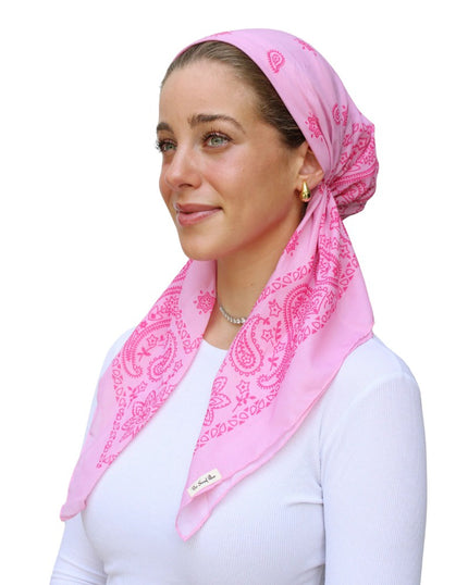 Scarf Bar Paisley Hot Pink Classic Pre-Tied with Velvet Grip and Short Tails Myselflingerie.com