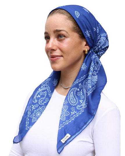 Scarf Bar Paisley Cobalt Classic Pre-Tied with Velvet Grip and Short Tails Myselflingerie.com