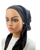 Ahead P2163-24 Black/Multi Stitching Classic Adjustable Swim Pre-Tied Bandanna Myselflingerie.com
