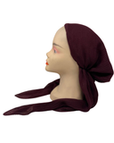 SG LN338 Burgundy Pleated Cotton Pre-Tied Bandanna with Small Full Grip Myselflingerie.com