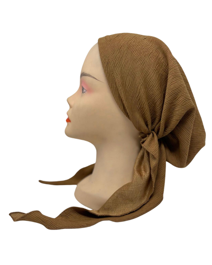Lizi Headwear ACRSCA Solid Camel Crepe Pre-Tied Bandanna Myselflingerie.com