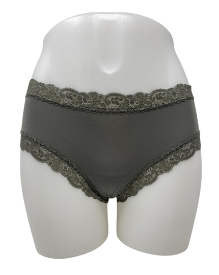 Fleur't 600 Dusty Olive Iconic Modal Lace Trim Boyshort Myselflingerie.com