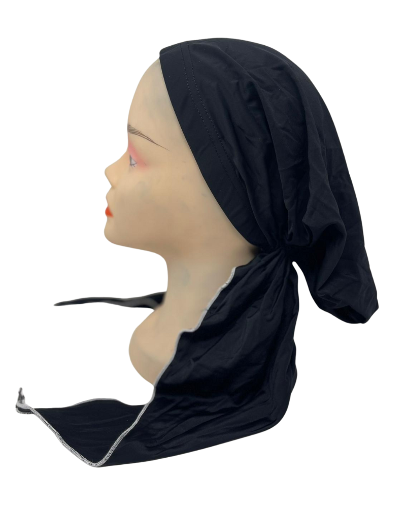 Ahead P2163-24 Black/White Stitching Classic Adjustable Swim Pre-Tied Bandanna Myselflingerie.com