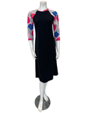 Undercover Waterwear LD-FLORAL Floral Print Sleeve Black Swim Dress Myselflingerie.com