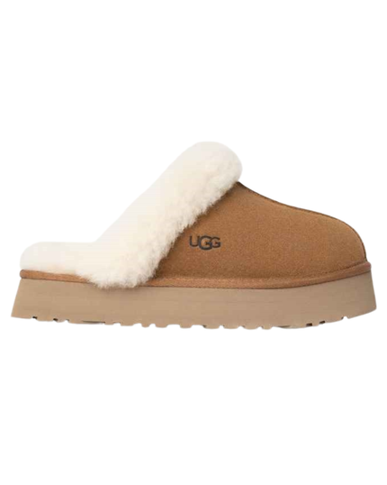 1122550 Chestnut Disquette Slippers with Fur Trim