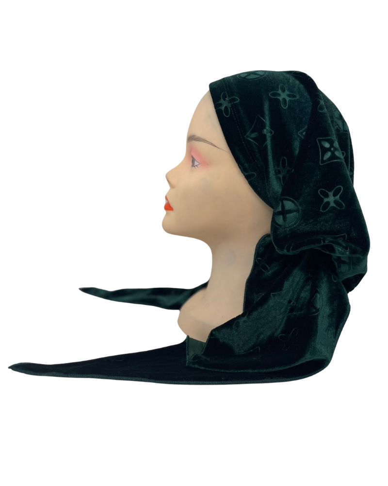 Mega Dreams 3551 LV Green Velour Lined Pre-Tied Bandanna Myselflingerie.com