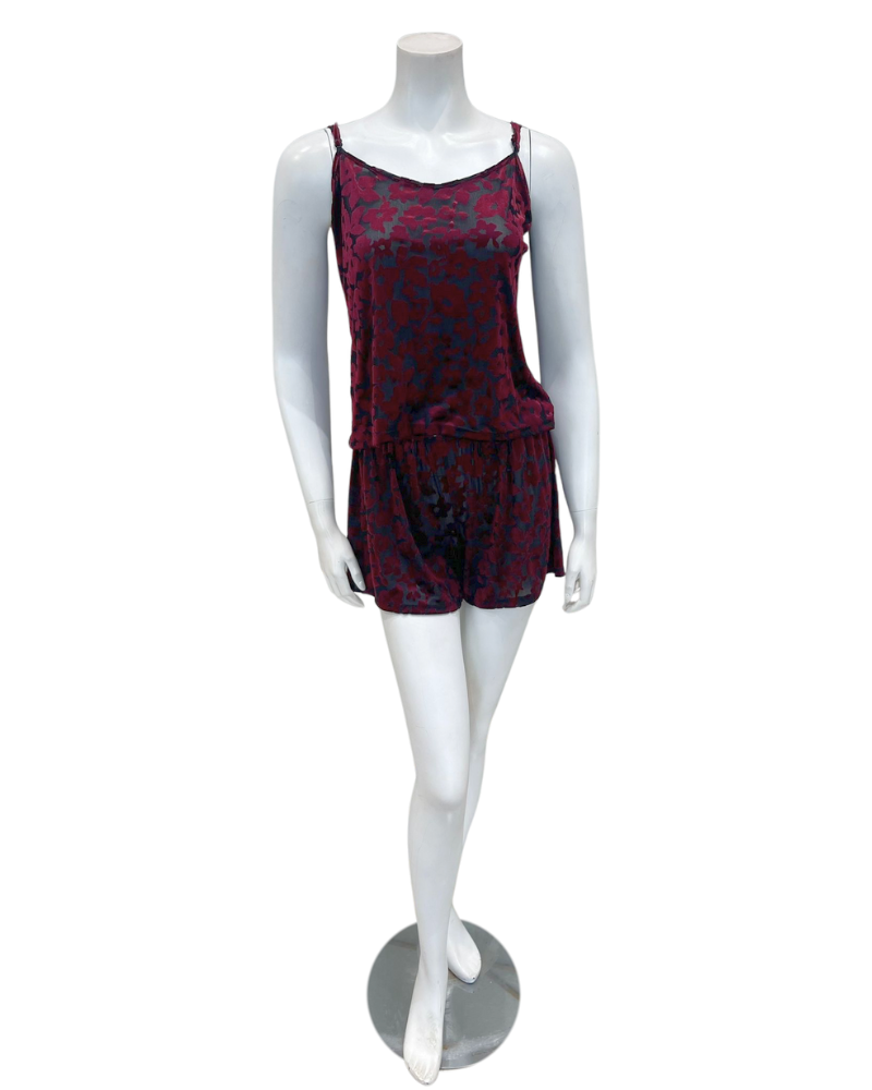 Jackie O'CS-F Fuschia Cut Velvet Cami Top & Shorts Set Myselflingerie.com