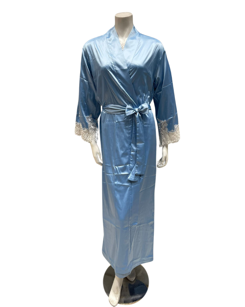 Mari M. 36217 Bleu Classic Poly Silk Robe Myselflingerie.com