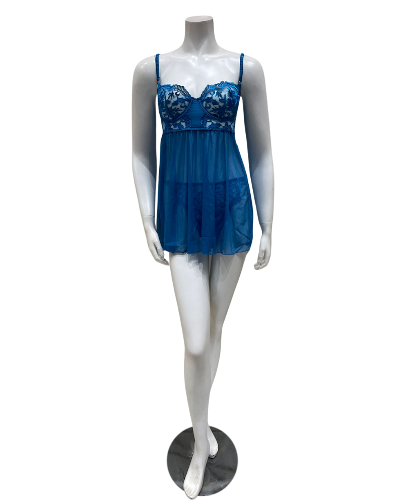 Kilo Brava 16130 Hawaiian Blue Underwire Chemise Myselflingerie.com
