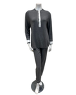 Velvet ANP857GRY Grey with White Button Down Double Piping Modal Pajamas Set Myselflingerie.com