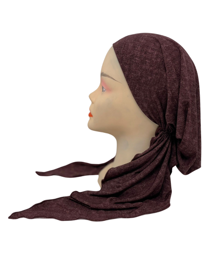 Triple Up BUL443 Burgundy Denim Unlined Pre-Tied Bandanna Myselflingerie.com