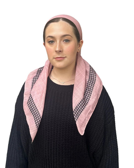 TYED Mauve Houndstooth Pre-tied Bandanna with Velvet Grip Myselflingerie.com