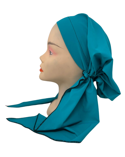 Triple Up BS Solid Aqua Blue Pre-Tied Swim Bandanna Myselflingerie.com