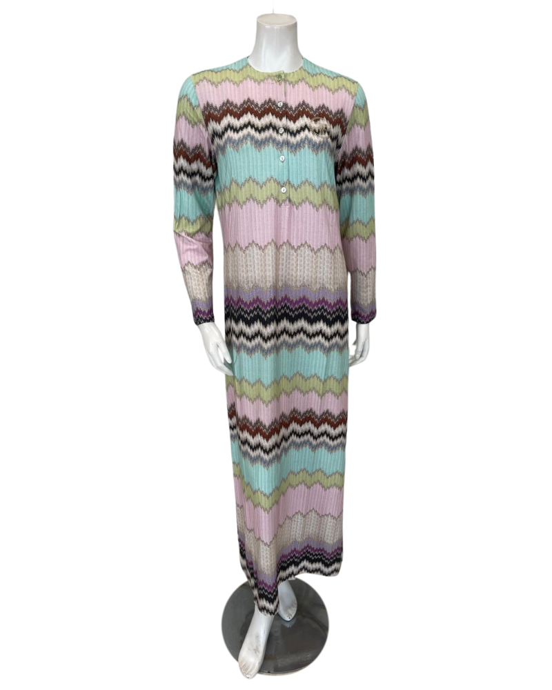 Furstenburg 51330576LI Pastel Tones Zig Zag Print Modal Button Down Nightgown Myselflingerie.com
