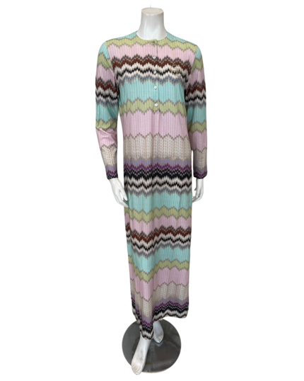 Furstenburg 51330576LI Pastel Tones Zig Zag Print Modal Button Down Nightgown Myselflingerie.com