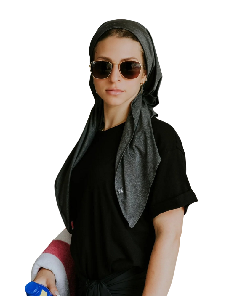 Tie Ur Knot Black Jean Bathing Suit Fabric Adjustable Pre-Tied Swim Bandanna Myselflingerie.com