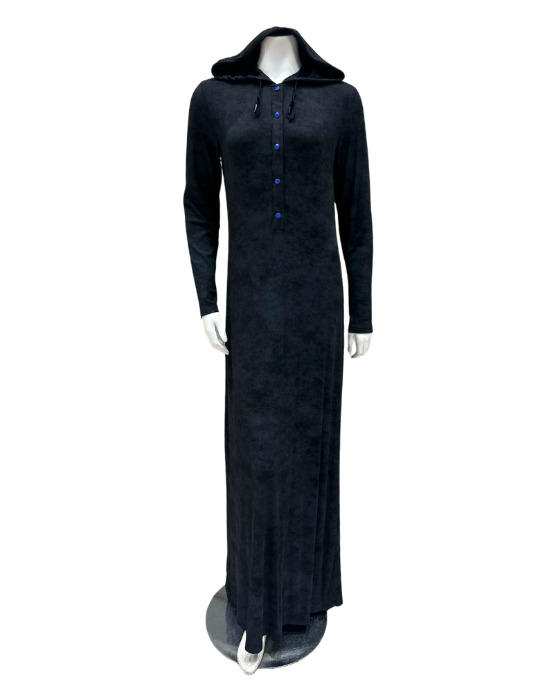 Sparrow S-7414 Grey Washed Denim Snaps Lounger Morning Robe Myselflingerie.com