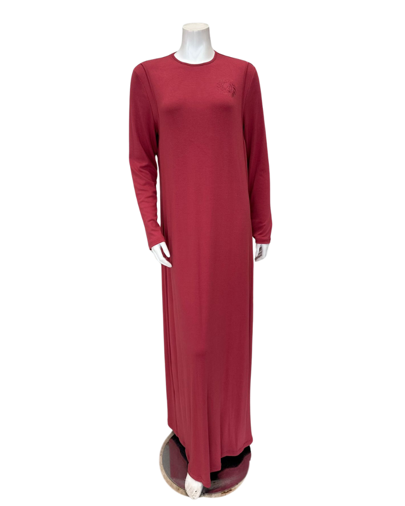 Angelice S-7413 Rosewood Logo Ribbed Modal Coverall Nursing Nightgown Myselflingerie.com