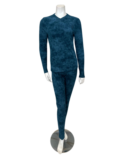 Angelice S-7143 Peacock Emblem Ribbed V Neck Modal Pajamas Set Myselflingerie.com