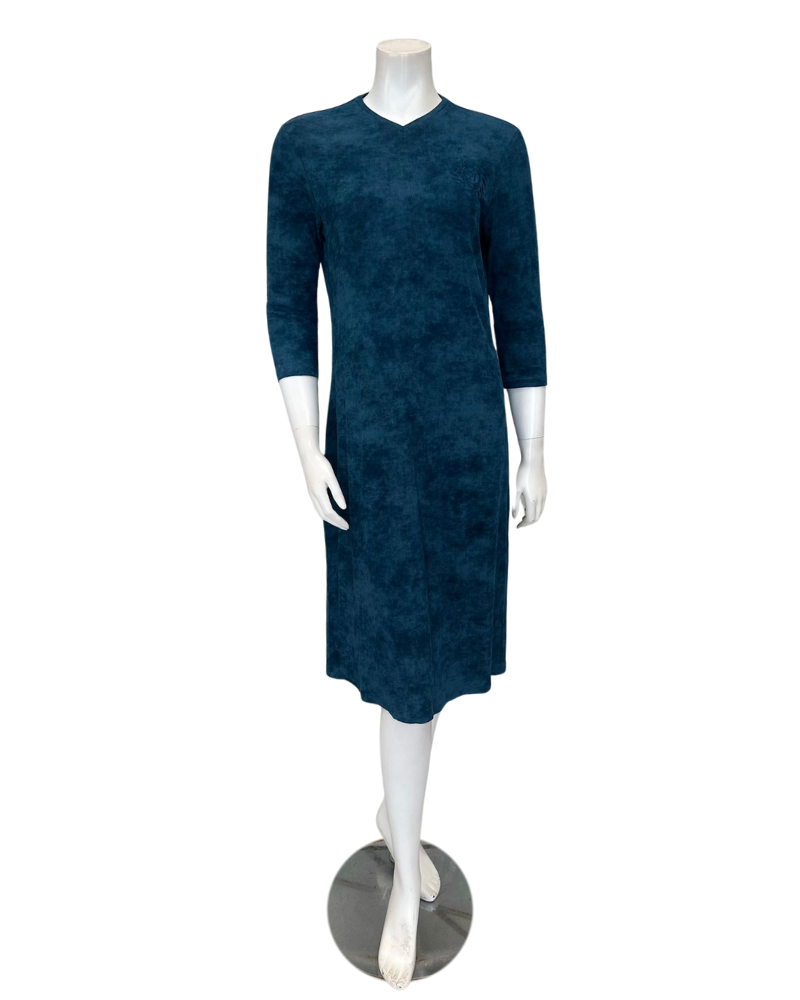 Angelice S-7144 Peacock Ribbed V Neck Snaps Modal Nightshirt Myselflingerie.com