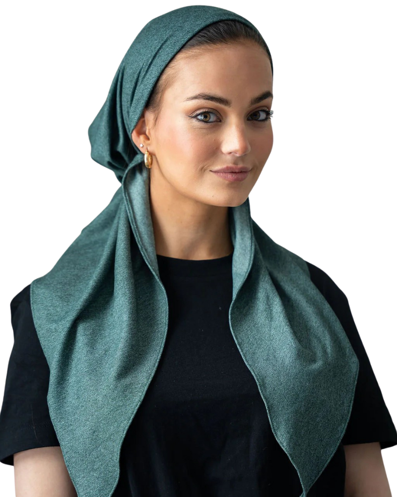 Tie Ur Knot Sage Indigo Ease Denim Adjustable Pre-Tied Bandanna with Full Non Slip Myselflingerie.com