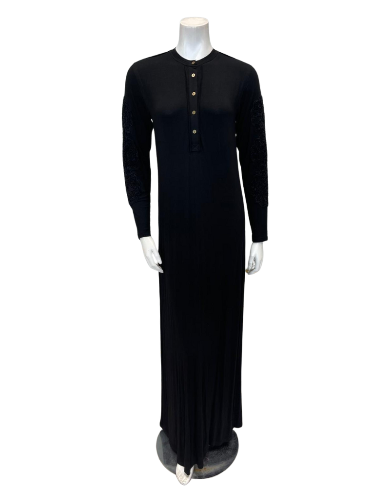 The Star Story 10-888 Dollies Black Modal Button Down Nightgown Myselflingerie.com