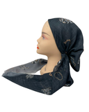 TYED Grey Leopard Heart Adjustable Pre-tied Bandanna with Velvet Grip
