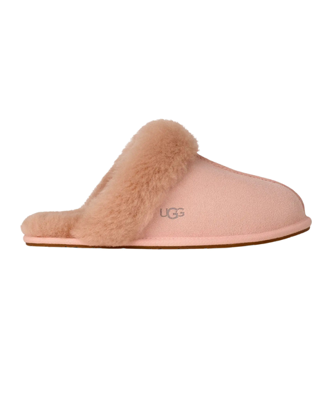 UGG Scuffette II Beige Blush Suede Slipper with Fur Trim Myselflingerie.com