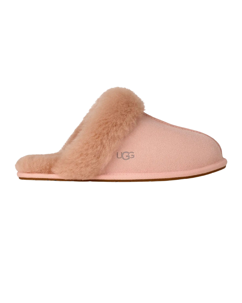 UGG 1106872 Scuffette II Beige Blush Suede Slipper with Fur Trim Myselflingerie.com