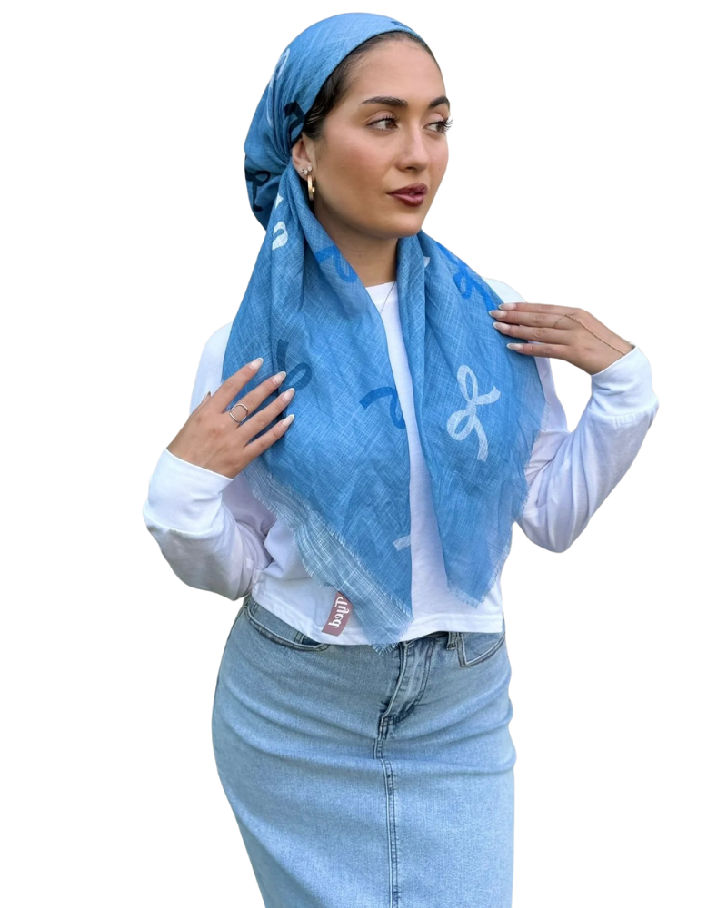 TYED Denim Bow Adjustable Pre-tied Bandanna with Velvet Grip Myselflingerie.com