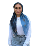TYED Denim Ombre Chain Adjustable Pre-tied Bandanna with Velvet Grip
