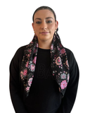 Pink Floral Adjustable Pre-tied Bandanna with Velvet Grip