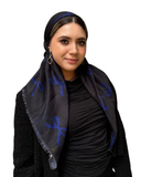 Blue Bow Adjustable Pre-tied Bandanna with Velvet Grip