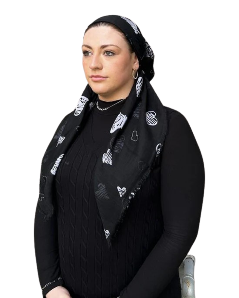 TYED Grey Scribble Heart Square Scarf Myselflingerie.com