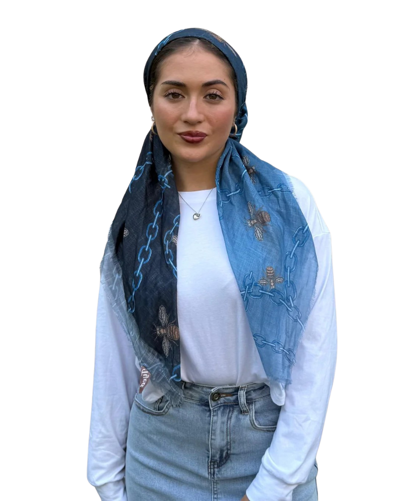 TYED Denim Ombre Chain Square Scarf Myselflingerie.com