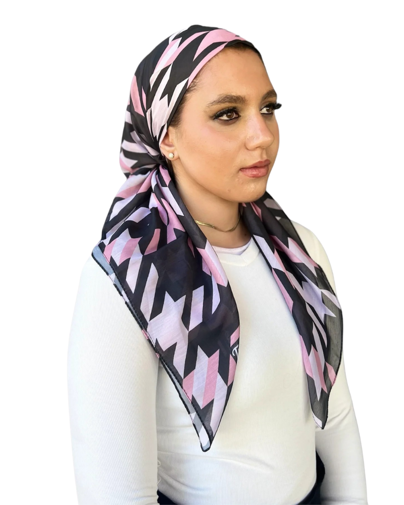 TYED Pink Houndstooth Square Scarf Myselflingerie.com
