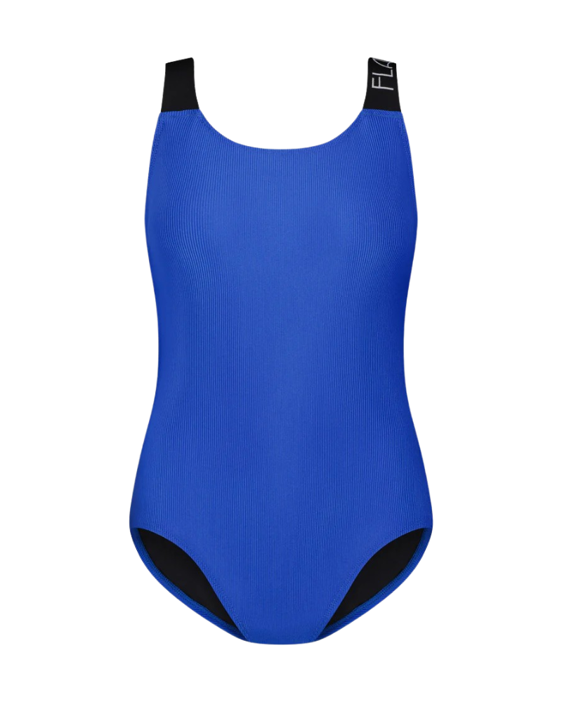 Flamingo 25FL071 Royal Blue Ribbed Logo Swimsuit Myselflingerie.com