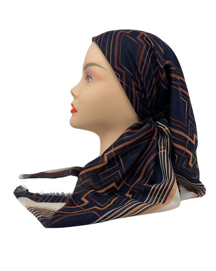 It's Younique OB-SQ-BL Blue Squares with Line Inserts Pre-Tied Open Back Bandanna with Velvet Grip Myselflingerie.com