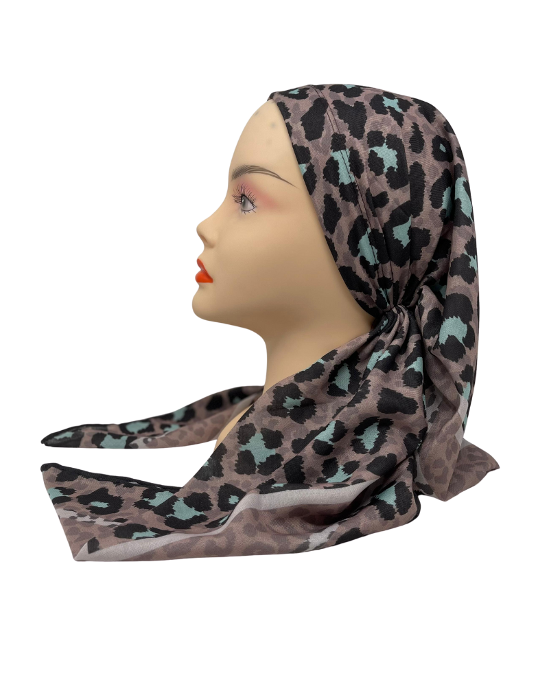 It's Younique OB-LEO-BL Blue Leopard Pre-Tied Open Back Bandanna with Velvet Grip Myselflingerie.com